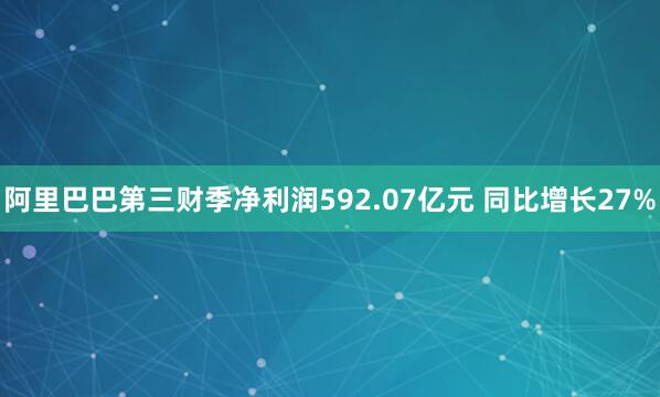阿里巴巴第三财季净利润592.07亿元 同比增长27%